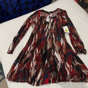 Karen Kane Red and Black Abstract Mini Dress